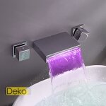 Robinet mitigeur lavabo ideko - montage mural cascade 3 couleurs led