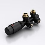 Robinet de radiateur thermostatique noir sogood - contrleur de chauffage connexion centrale 187mm