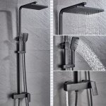 Robinet de salle de bain chrome / noir pommeau de douche de pluie robinet de bain baignoire murale mitigeur ...