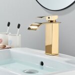 Robinet salle de bain design moderne de cascade robinet lavabo or conception de corps en m�tal durable ...