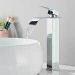 Robinet salle de bain chrom� mitigeur de lavabo design moderne avec leau chaud et froid