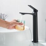 Robinet salle de bain noir robinet de lavabo en acier inox avec bec de 265 mm mitigeur monocommande pour ...