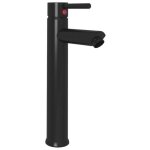 Robinet de salle de bain vidaxl noir - monotrou - laiton - design contemporain