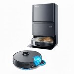 Robot aspirateur laveur lidar ia connect� avec base de vidage eziclean� pureflow ultra
