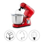 Robot ptissier - klarstein bella pico 2g - bol 5 l - 6 vitesses - 1200w - rouge