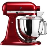 Robot ptissier sur socle kitchenaid artisan 5ksm175pseca - rouge - bol en inox de 48 l - 300 w