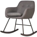 Rocking chair - athm design - rocky gris - assise tissu - pieds metal noir