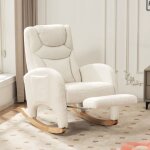 Rocking chair fauteuil � bascule fauteuil relax rembourr� avec repose - pieds salon tissu teddy charge ...