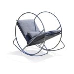 Fauteuil � bascule de jardin en inox et toile plastifi�ee - gris anthracite