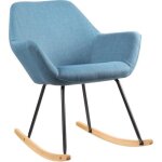 Rocking chair norton bleu - assise tissue pieds metal noir