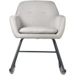 Rocking chair rocky gris clair - assise tissu pieds metal noir