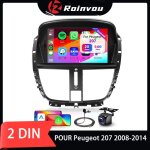 Roinvou 2 + 64g android autoradio 7 pour peugeot 207 2006 - 2015 dab + carplay sans fil gps wifi bt dsp ...
