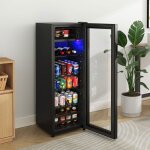 Rolipo r�frig�rateur vitrine 128l - frigo � boissons avec cong�lateur 8l - silencieux 43db - led bleue ...