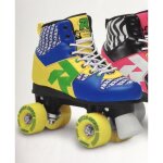 Roller - roces - quads - jaune vert et bleu - chassis pp et truck aluminium - abec 7