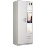 Roma 80 petite armoire chambre bureau penderie multifonctions 2 portes miroir 2 tiroirs meuble de rangement ...