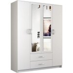 Roma - grande armoire chambre - penderie - 2 portes + 2 miroirs + 2 tiroirs - dressing - blanc