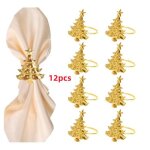 Rond de serviette - d�coration de table - 12 pcs - m�tal dor� - sapin de no�l - �l�gance festive