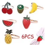 Rond de serviette - d�coration de table - m�tal - lot de 6 - couleurs vari�es - �l�gance