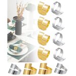 Ronds de serviette - dor� et argent - m�tal - 12 pi�ces - 4. 5x3. 7cm - d�coration de table
