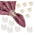 Rond de serviette - m�tal - 12 pcs - or et argemy - d�coration ajustable - pour mariage et banquet