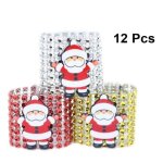 Rond de serviette - non sp�cifi� - 12 pcs - couleurs or argent rouge - mat�riau en plastique - motif ...