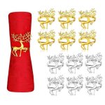 Rond de serviette - non spécifié - 12 pcs - métal - argent et or - design renne de noël Rond de serviette - non spécifié - 12 pcs - métal - argent et or - design renne de noël