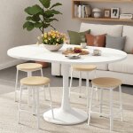 Ronde table � manger extensible 100 - 140cm ronde / ovale tableau pour 2 - 6 personnes table en bois ...