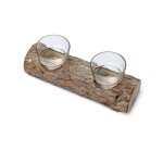 Rondin double bougeoir 21 cm naturel