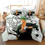 Roronoa zoro anime one eye cartoon characters housse de couette 3 pi�ces ensemble literie impres - 140x200cm[1 ...