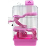 Rose 3 étages hamster cage pet souris rat gerbille maison de jeu - Échelle de roue de bouteille deau Rose 3 étages hamster cage pet souris rat gerbille maison de jeu - Échelle de roue de bouteille deau