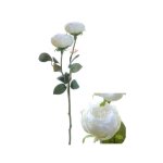 Roses artificielles blanches sur tige 46 cm - blanc
