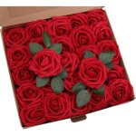 Fleurs artificielles - non spcifi - roses vin rouge - 25pcs - mousse de latex - ralistes au toucher ...