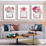 Rose bouteille de parfum mode maison toile peinture parfum fleur affiches imprimer pour salon d�coration ...