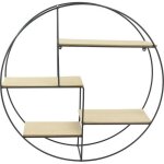 Rose tagre murale ronde en bois et mtal - 50 x 10 x 50 cm - noir et beige