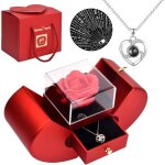 Rose eternelle avec bijoux collier coeur rose �ternelle boite cadeaux de fleurs de roses idee cadeau ...