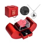 Rose eternelle avec bijoux collier coeur rose �ternelle boite cadeaux de fleurs de roses idee cadeau ...