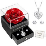 Rose eternelle cadeau anniversaire femmerose �ternelle avec argent 925 collier coeur bijoux cadeau femme ...