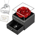 Rose eternelle cadeau mamanfleur eternelle avec bijoux argent 925collier femme cadeau anniversaire mamancoffre ...