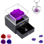 Rose �ternelle cadeau st saint valentin femme rose �ternelleavec love you collier bo�te � bijoux idee ...