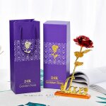 La rose �ternelle coffret cadeau fleur de rose feuille dor 24 carats(rouge)