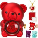 Rose eternelle avec collier i love you nounours ours en rose idee cadeau pour femme m�re maman amie cadeau ...