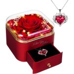 Rose eternelle pr�serv�e vraie fleur f�te des m�res pour maman cadeau avec collier pour femmes �pouseidee ...