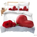 Rose housse de couette blanc rouge rose fleurs blooming rose love en forme de coeur parure de lit microfibre ...