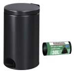 Poubelle de cuisine  pdale 20l et 20 sacs poubelle 30l noir basalte