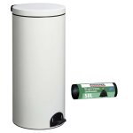 Poubelle de cuisine  pdale 30l et 10 sacs poubelle 50l blanc