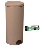 Poubelle de cuisine  pdale 30l et 10 sacs poubelle 50l moka