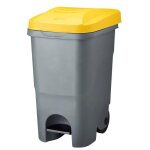Poubelle mobile à pédale idéal pour le tri 60l gris / jaune Poubelle mobile à pédale idéal pour le tri 60l gris / jaune