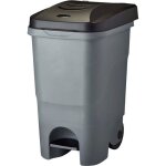 Poubelle mobile à pédale idéal pour le tri 60l gris / noir Poubelle mobile à pédale idéal pour le tri 60l gris / noir