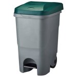 Poubelle mobile à pédale idéal pour le tri 60l gris / vert Poubelle mobile à pédale idéal pour le tri 60l gris / vert