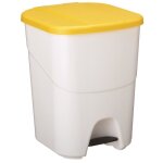 Poubelle de tri � p�dale 40l blanc / jaune